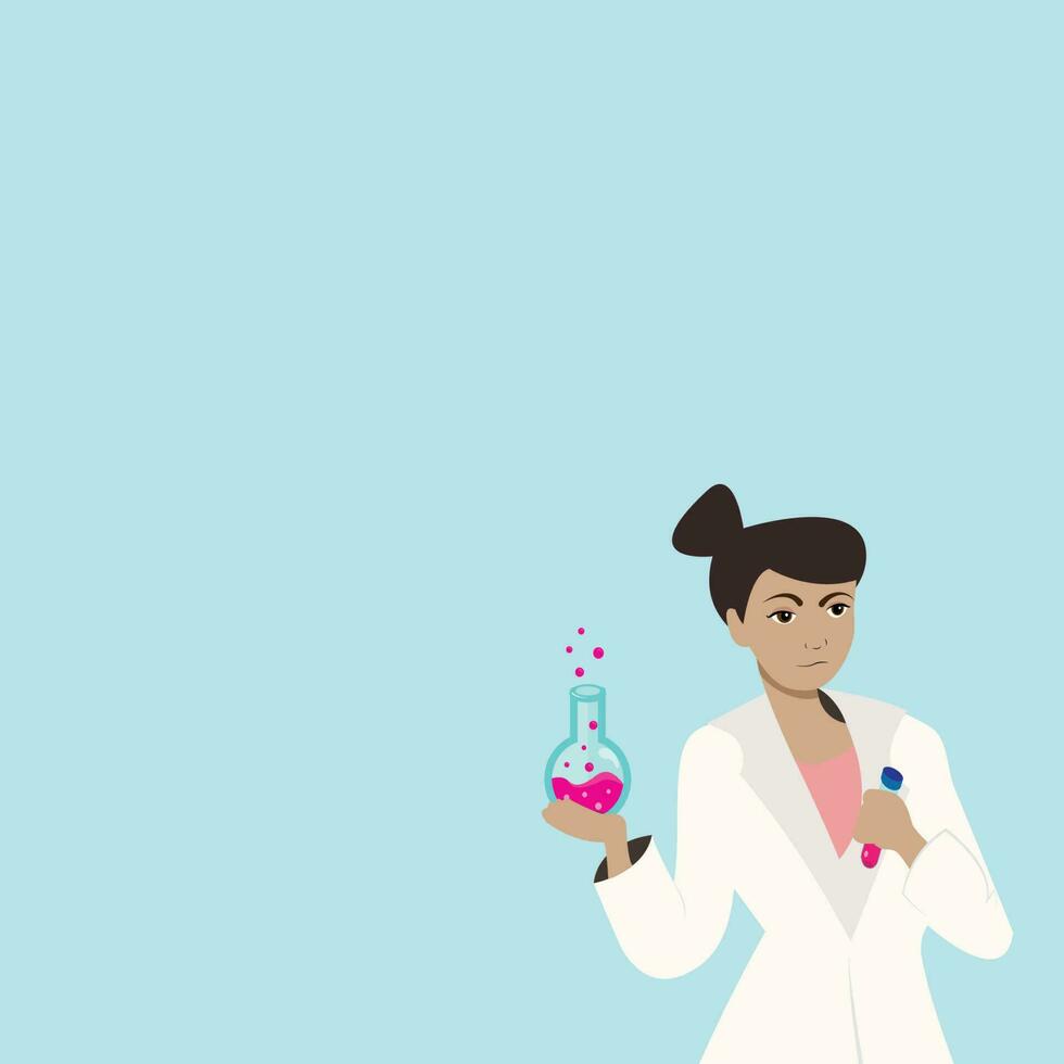 Vector background of scientist holding a flask and a test tube