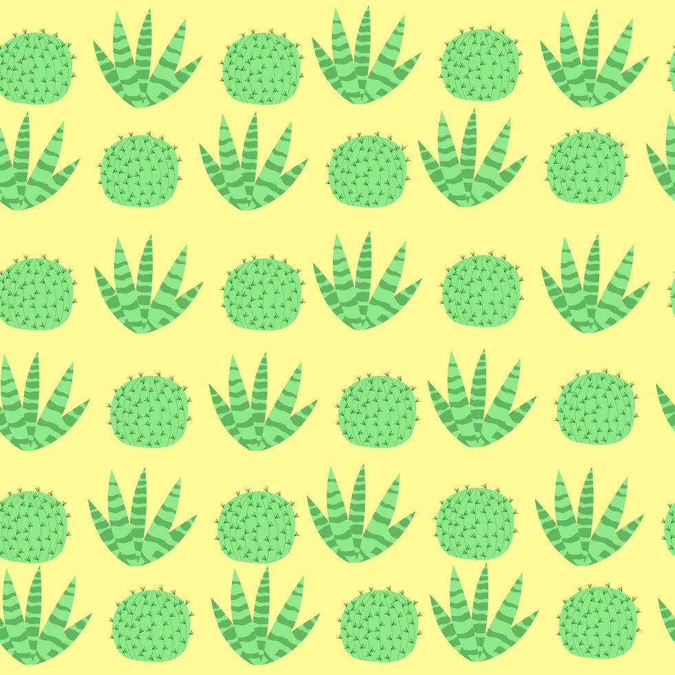 seamless pattern with cactus on a white background in cartoon style.Vector illustration vector