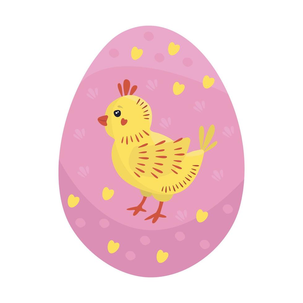 huevo de pascua rosa con pollito vector