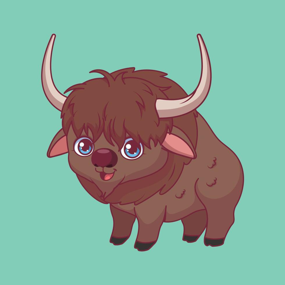 Illustration of a cartoon bison on colorful background vector