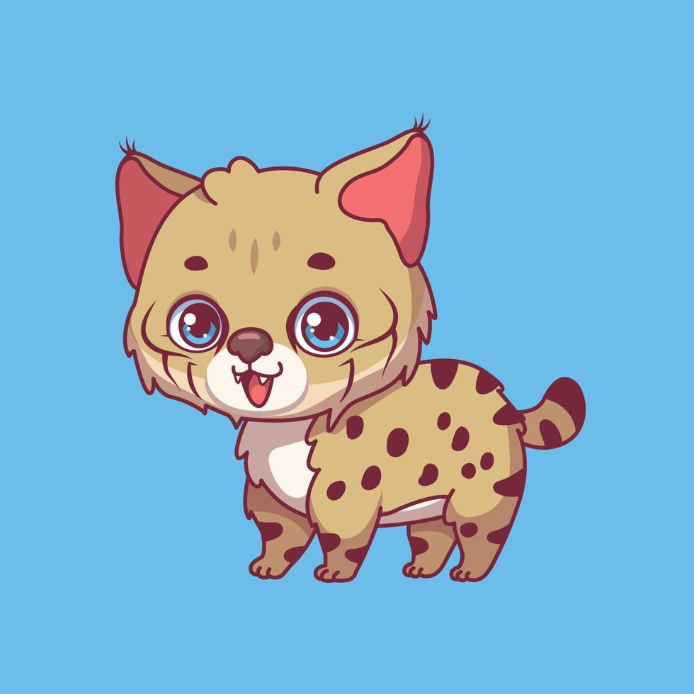 Illustration of a cartoon bobcat on colorful background vector