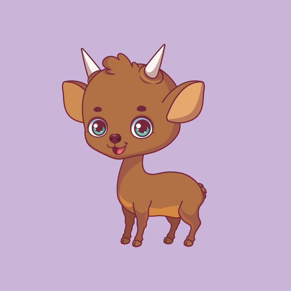 ilustración de un pudu de dibujos animados sobre fondo de colores vector