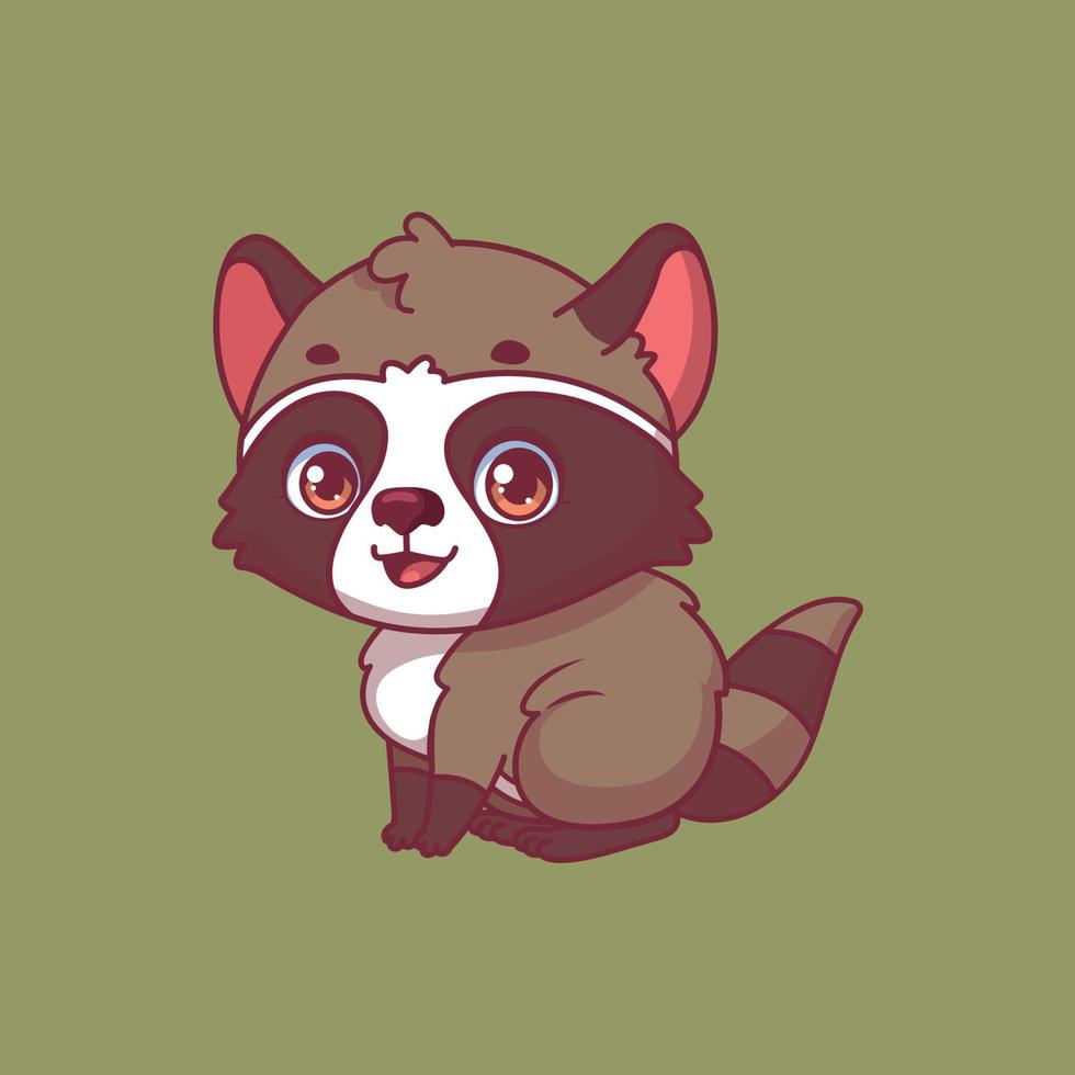 Illustration of a cartoon raccoon on colorful background vector