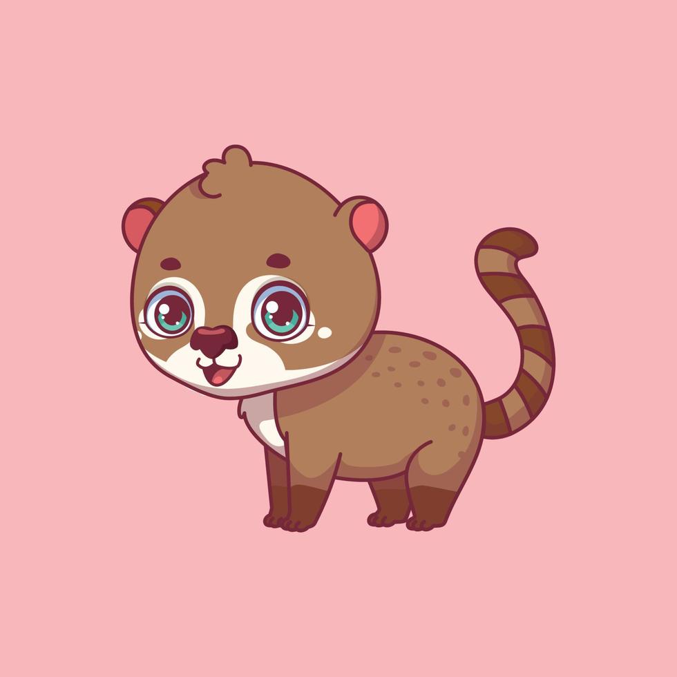 Illustration of a cartoon coati on colorful background vector
