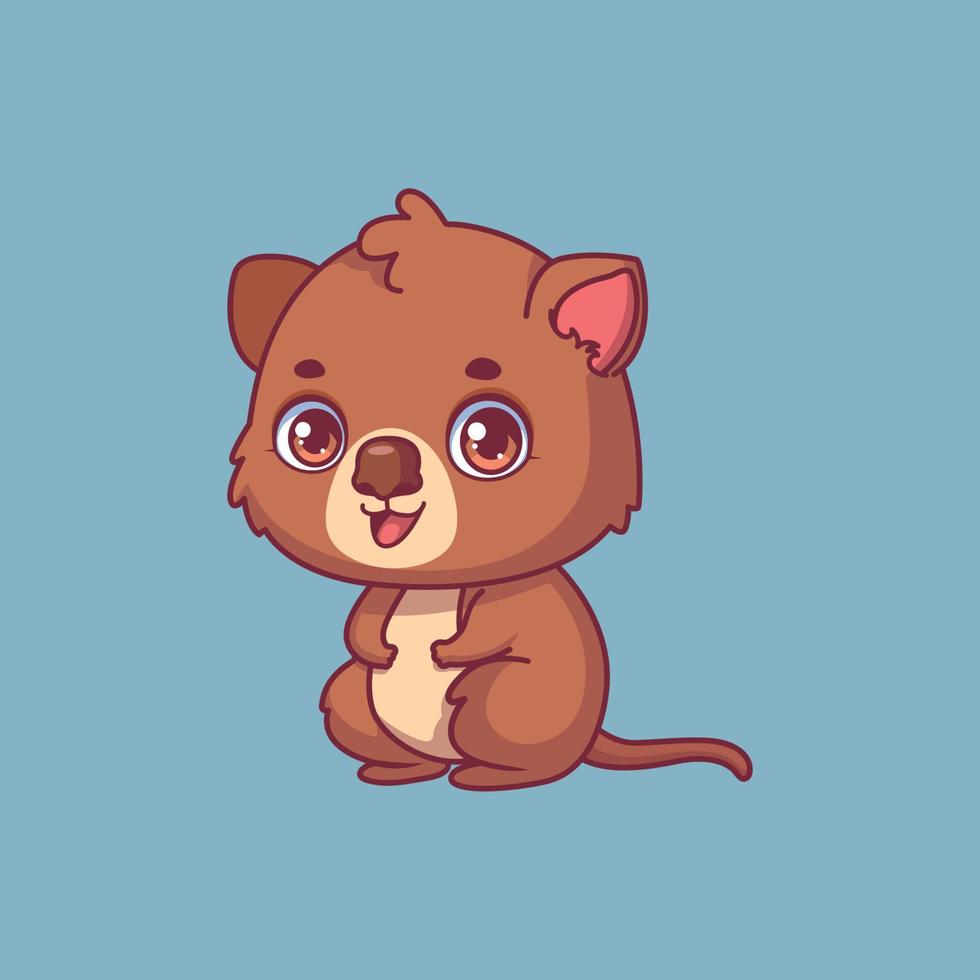 Illustration of a cartoon quokka on colorful background vector