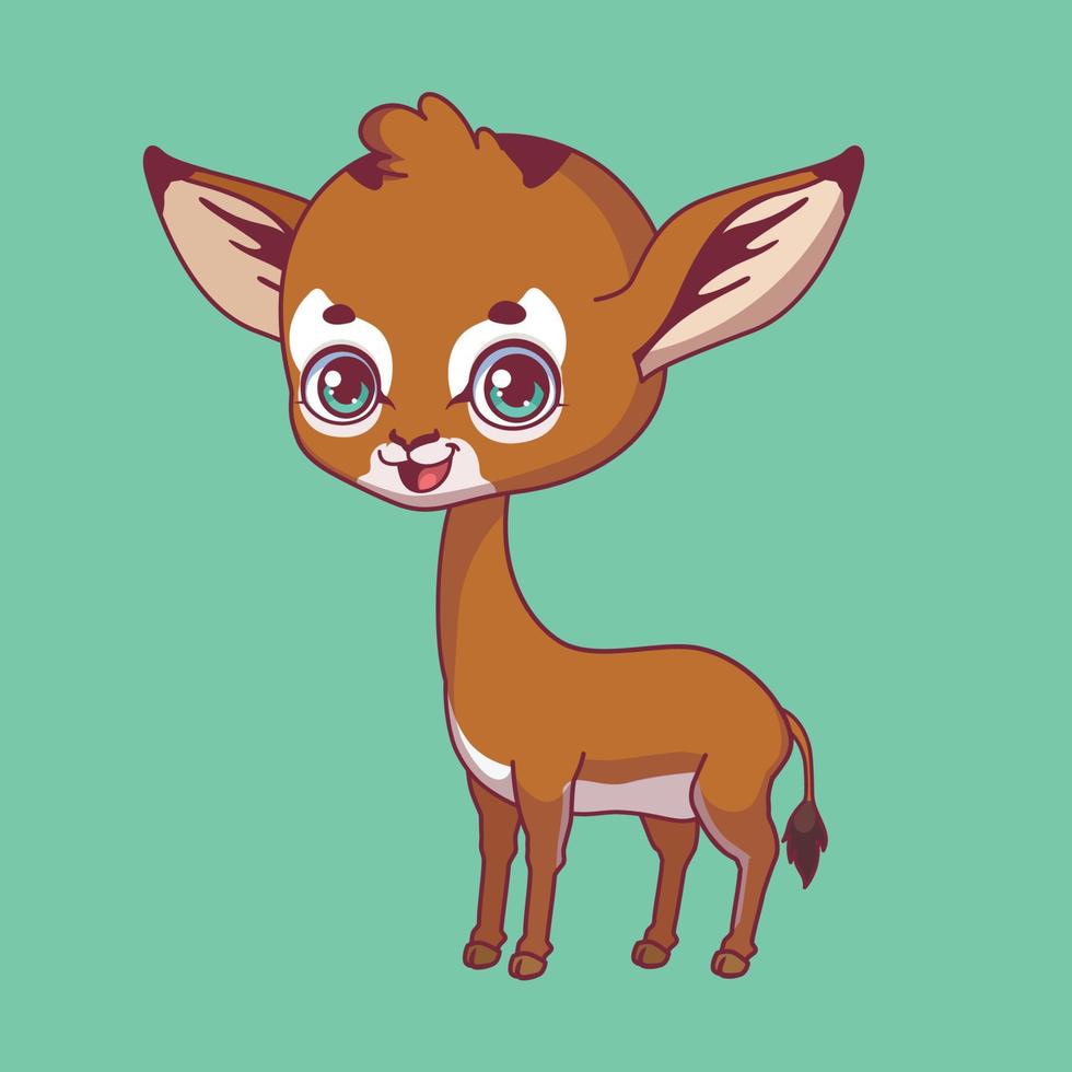 Illustration of a cartoon gerenuk on colorful background vector