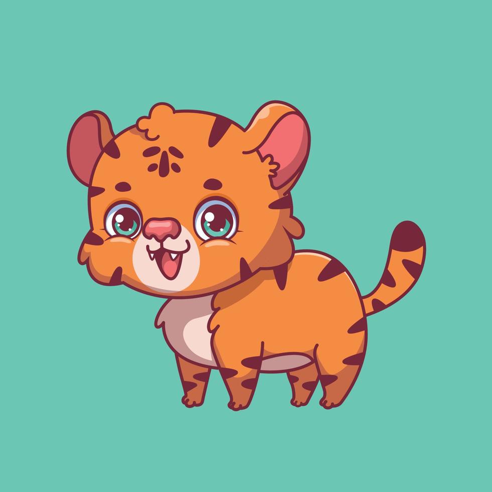 Illustration of a cartoon tiger on colorful background vector