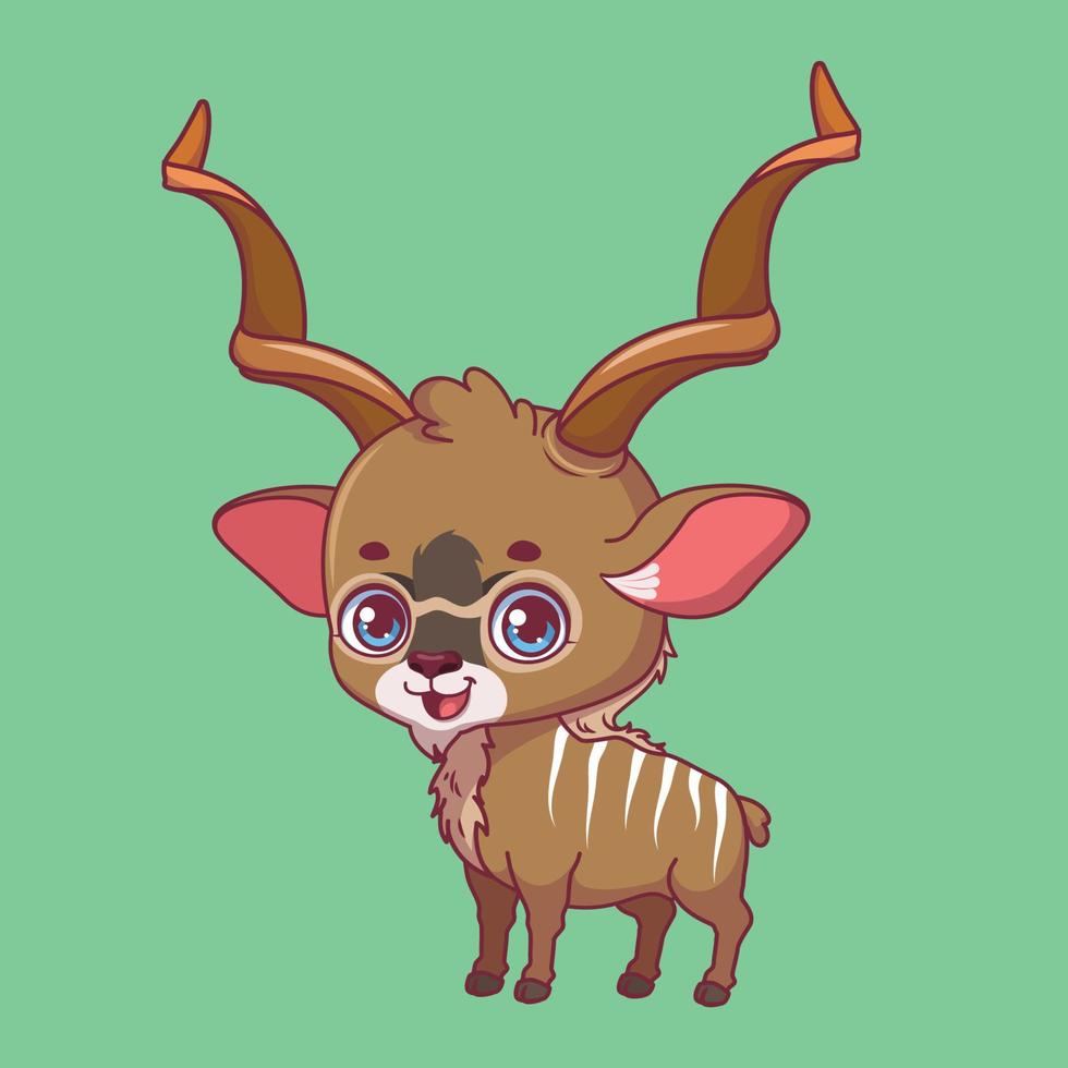 ilustración de un kudu de dibujos animados sobre fondo de colores vector