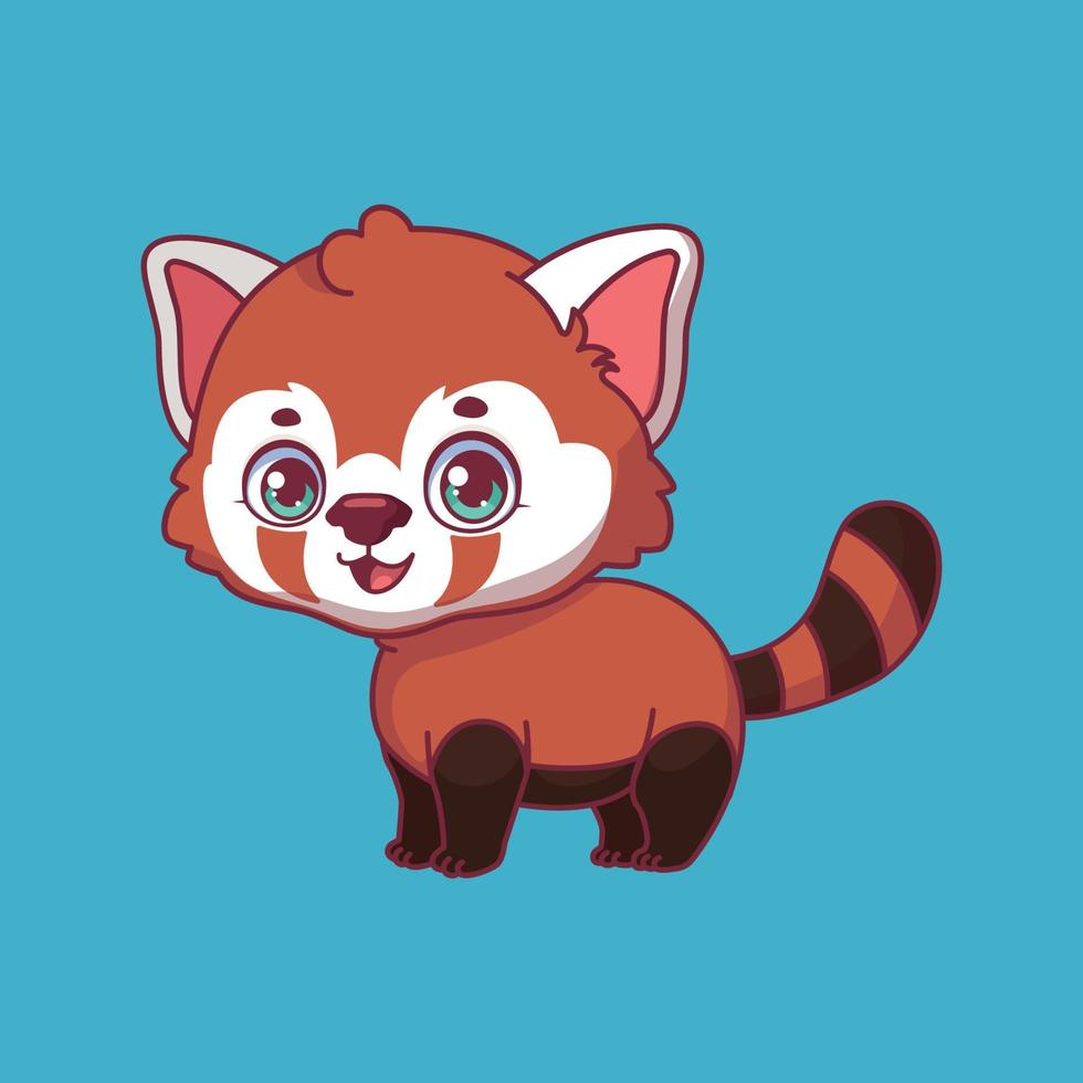 Illustration of a cartoon red panda on colorful background vector