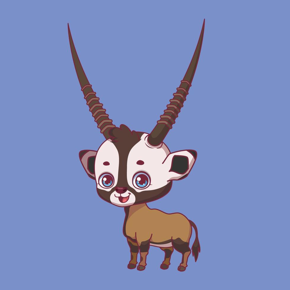 ilustración de un oryx de dibujos animados sobre fondo de colores vector