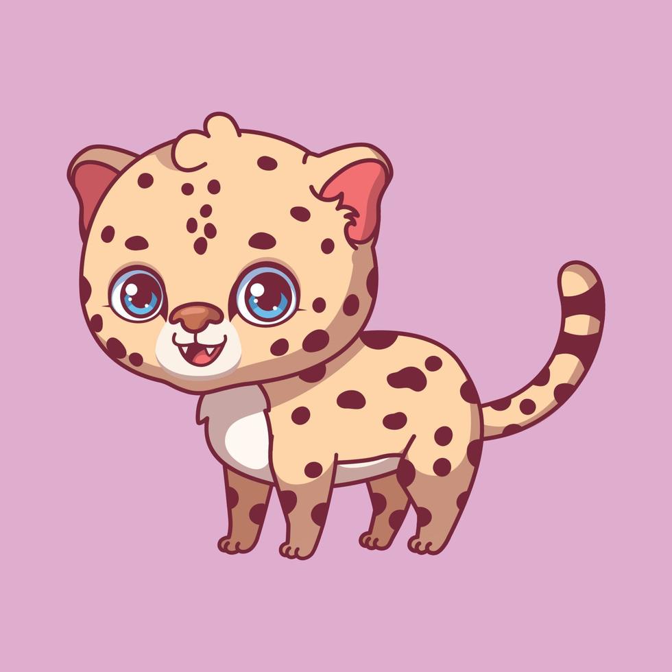 ilustración de un leopardo de dibujos animados sobre fondo de colores vector