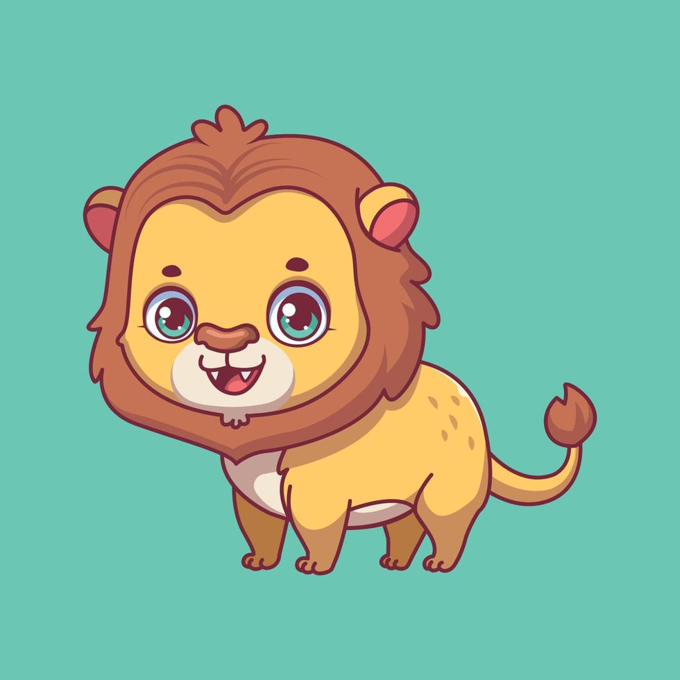 Illustration of a cartoon lion on colorful background vector