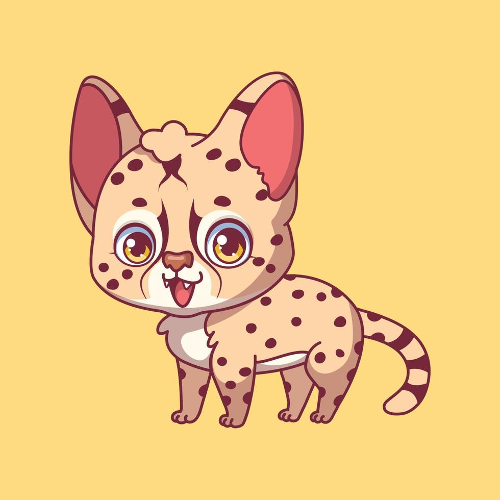 Illustration of a cartoon serval on colorful background vector