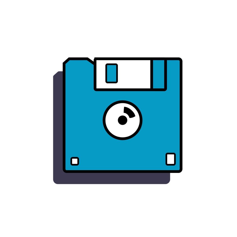 An electronic floppy disk is an interface element of the old pc windows 90s. In retro vaporwave style. Vector illustration