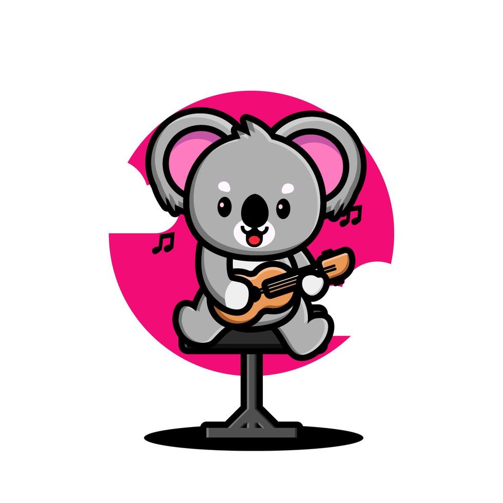 lindo koala tocando la guitarra vector