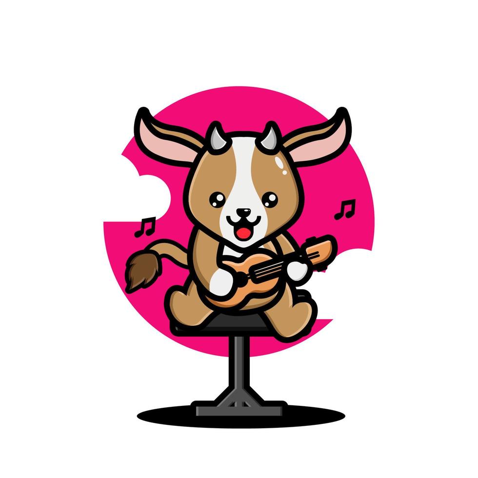 Cute goat playing guitar vector