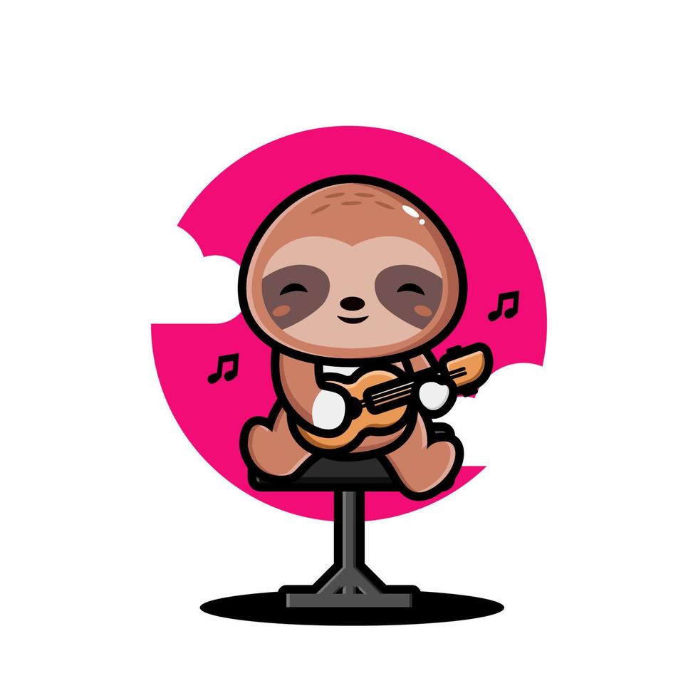 Cute sloth playing guitar vector