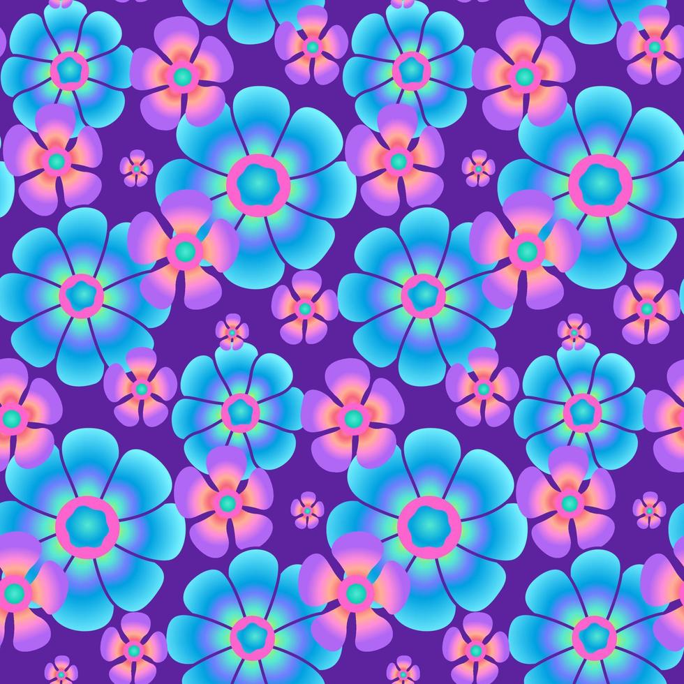 Neon Flower Vector Seamless Pattern