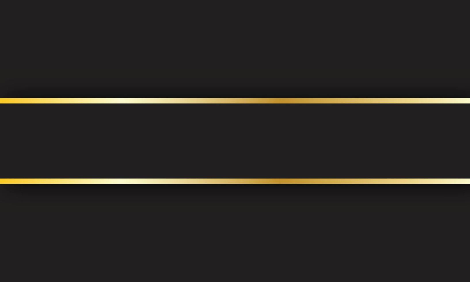Black and gold overlapped stripes vector header. Geometric material banner with blank space for your logo. Dark abstract vector