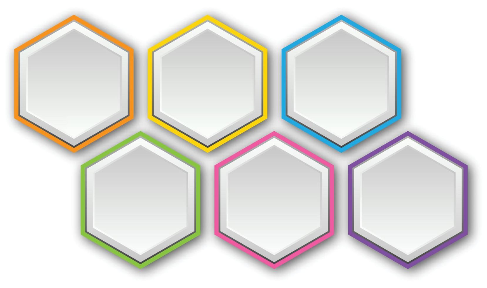 fondo vectorial de notas redondas de papel. 6 ilustración colorida de papel blanco hexagonal vector