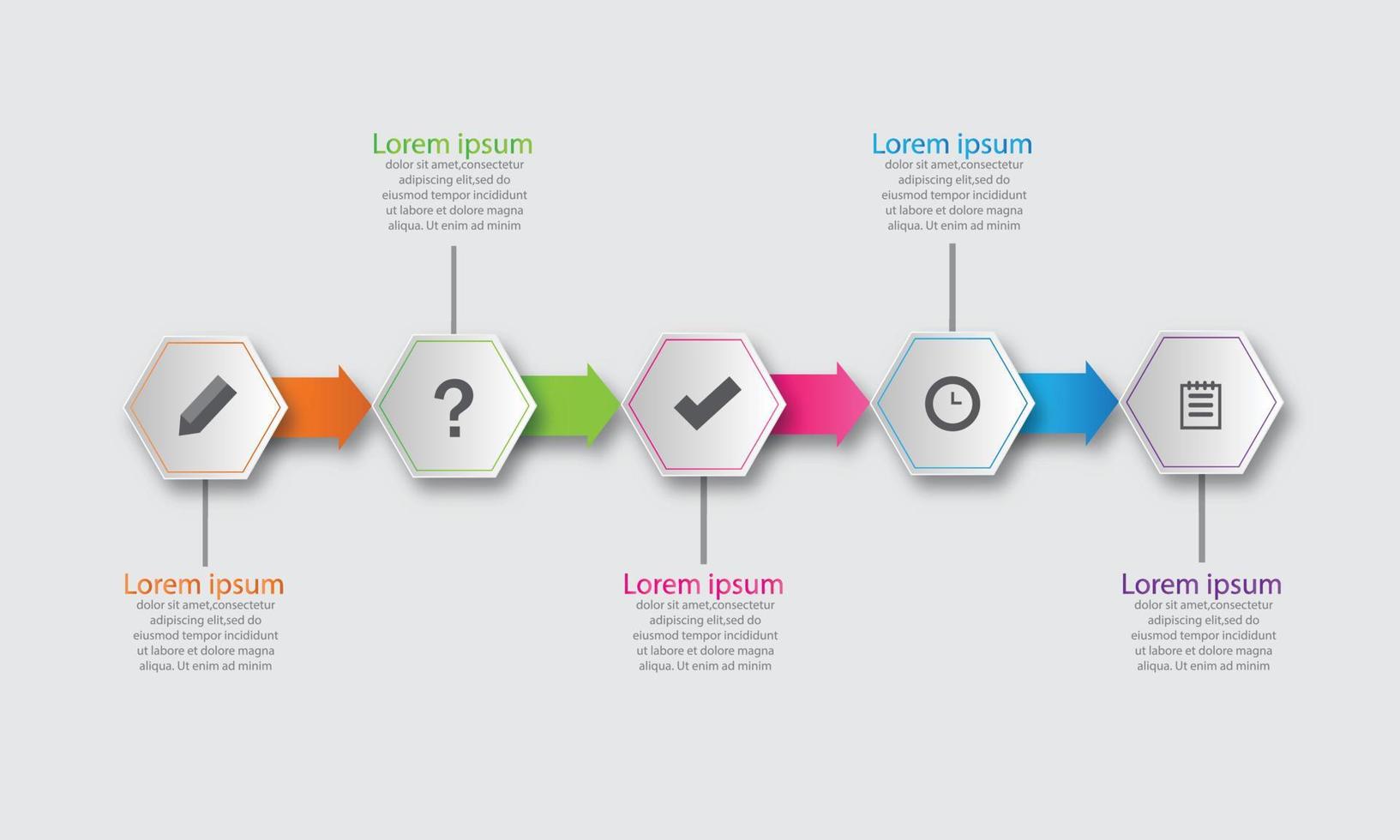 Infographic Business concept with 5 options, parts, steps or processes. Data and information visualization. Dynamic infographics stylish geometric. vector