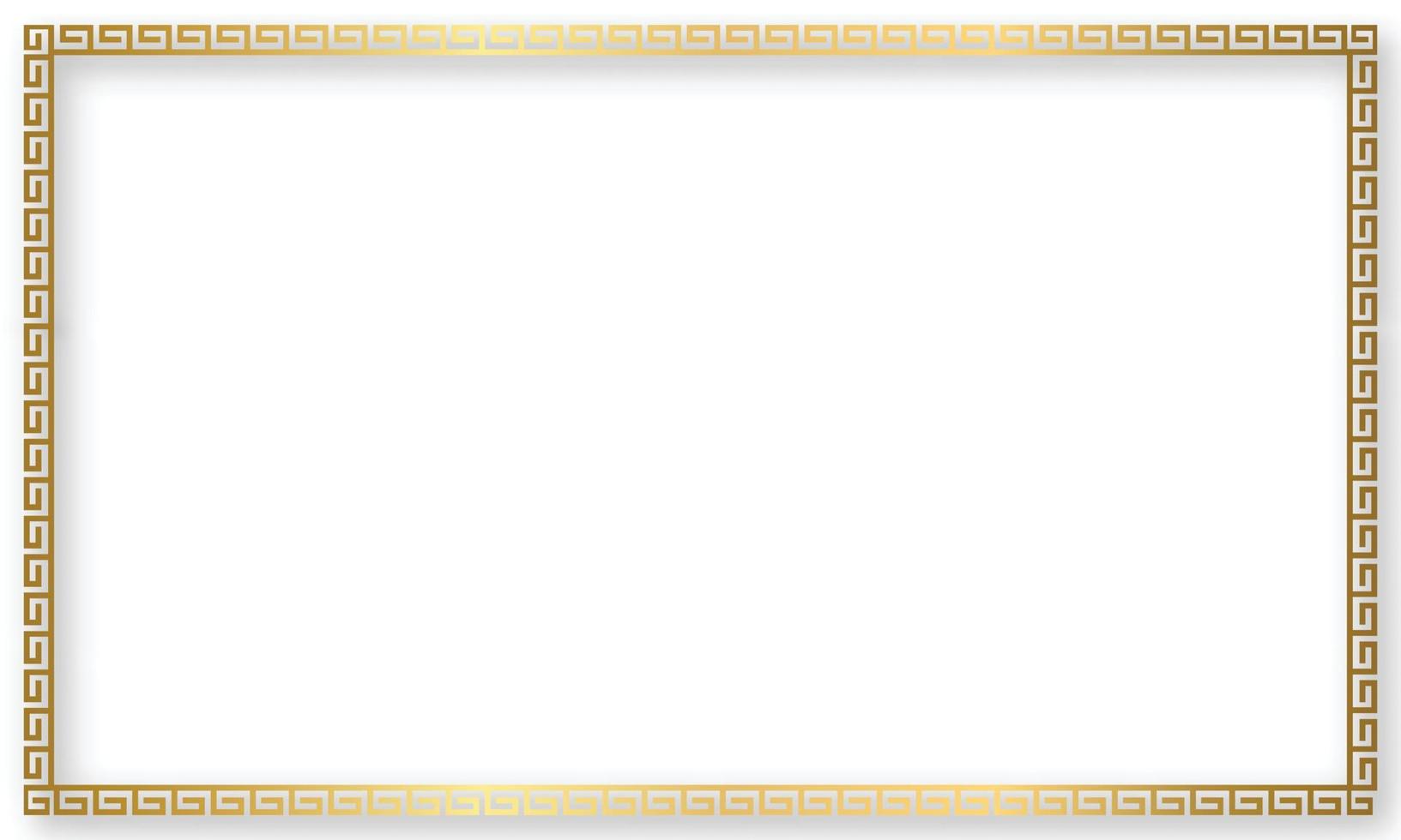 Greek gold frame. Square meander border from a repeated motif - Greek fret or key design. Vector illustration.