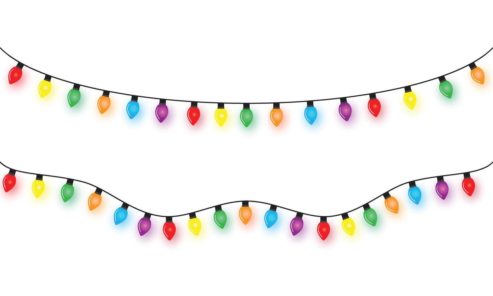 cadena de luces de navidad aislado en vector de fondo blanco