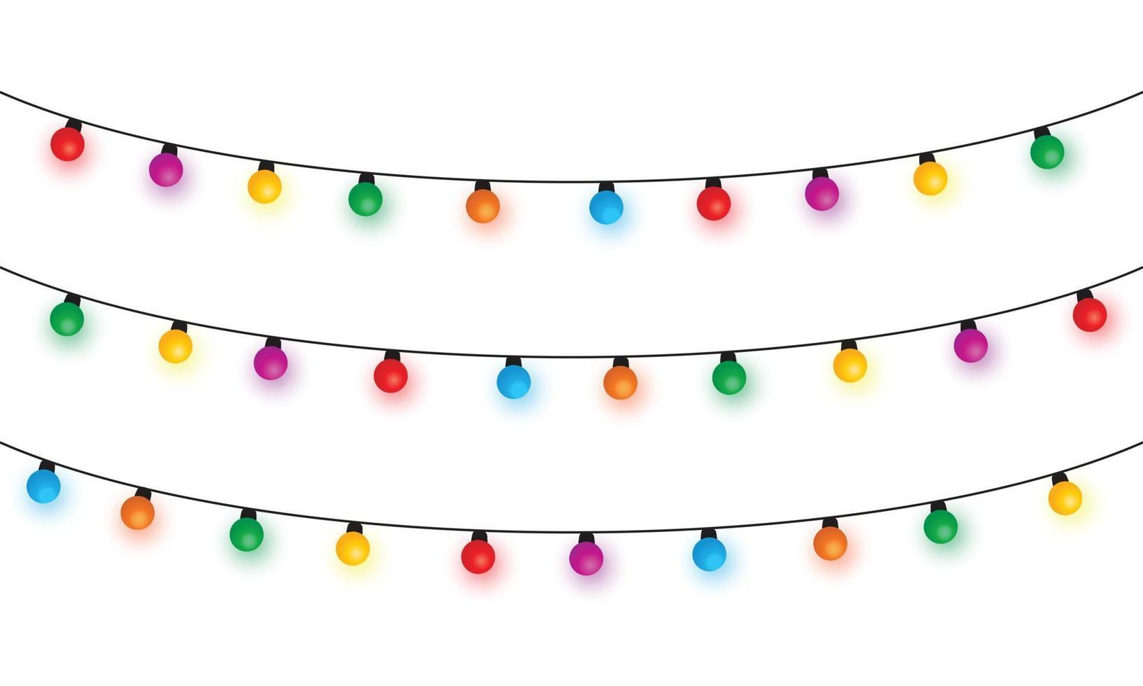 Christmas lights string isolated on white background vector