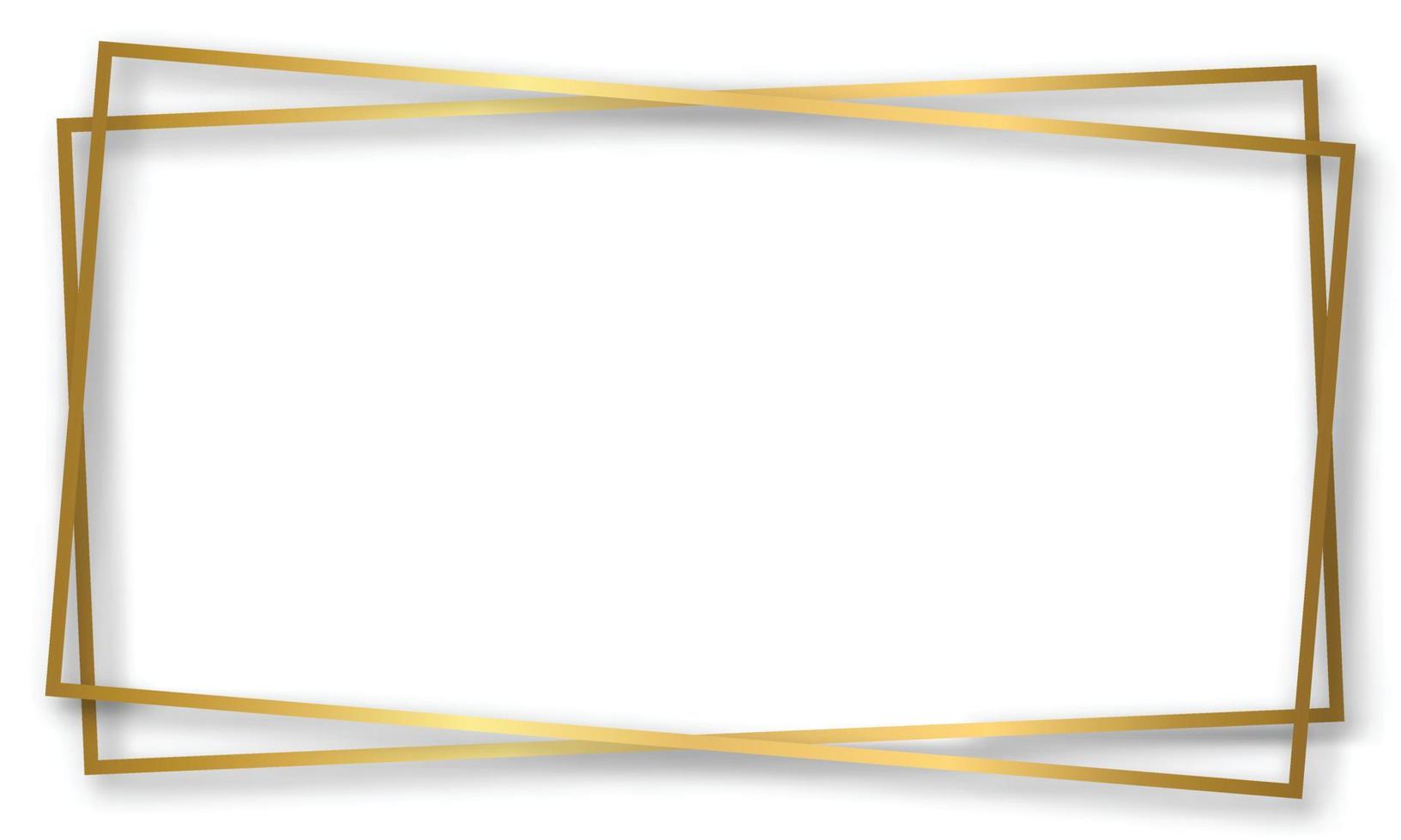 marco vintage brillante dorado brillante con fondo transparente aislado de sombras. borde de rectángulo realista de lujo dorado. ilustración vectorial vector
