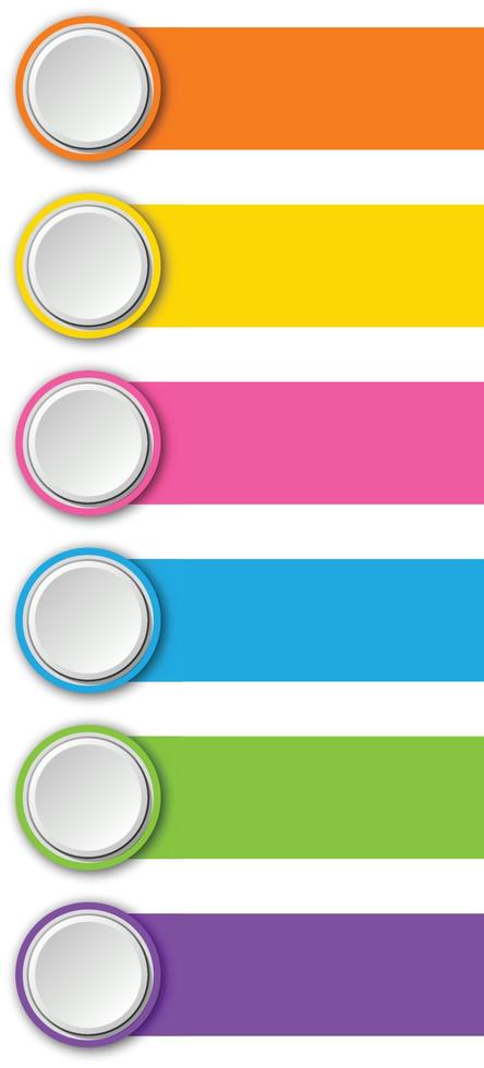 Colorful list diagram with 6 points of steps, infographic element template vector. vector