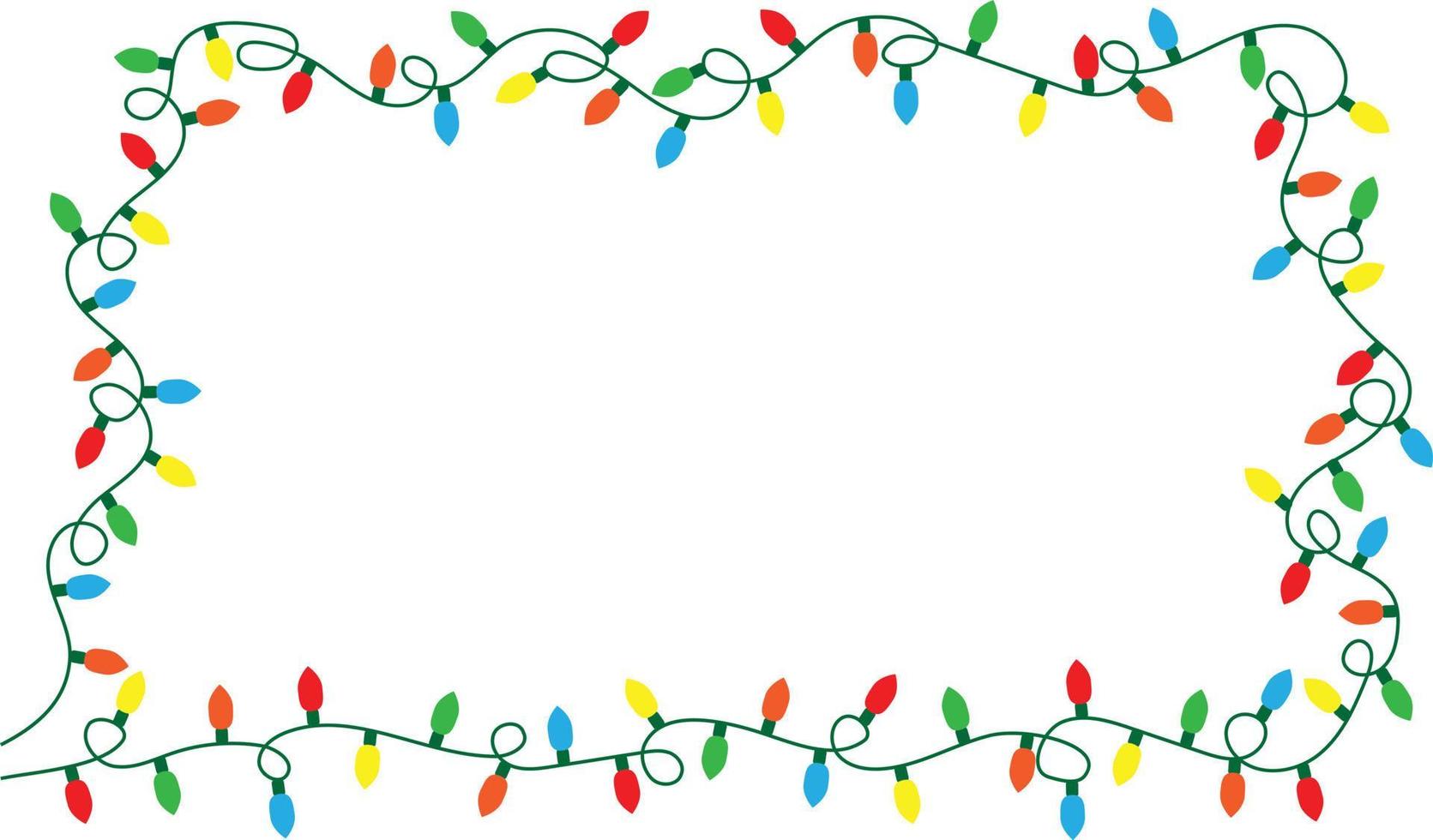 cadena de luces de navidad marco aislado en vector de fondo blanco