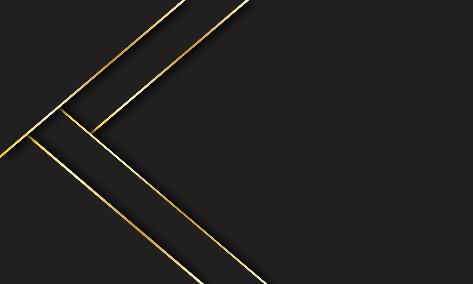 Black and gold overlapped stripes vector header. Geometric material banner with blank space for your logo. Dark abstract vector