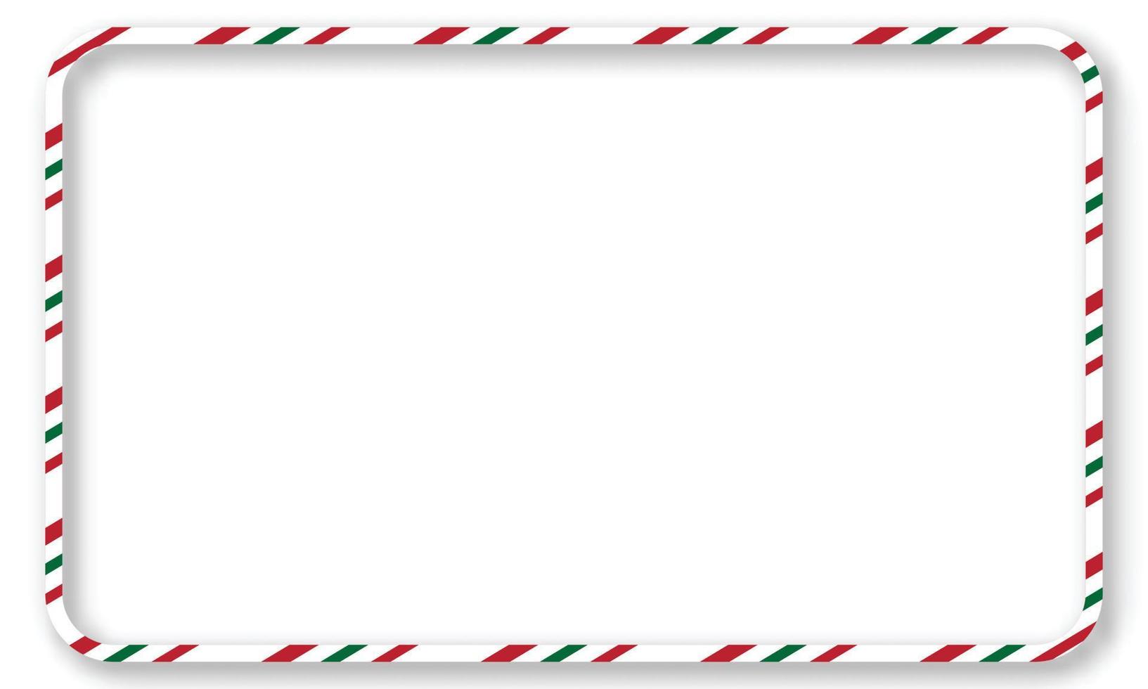 marcos de bastones de caramelo de navidad. borde rayado con copyspace. fondo rectangular para banner o tarjeta de navidad. vector, ilustración de fondo de pantalla de vacaciones. vector
