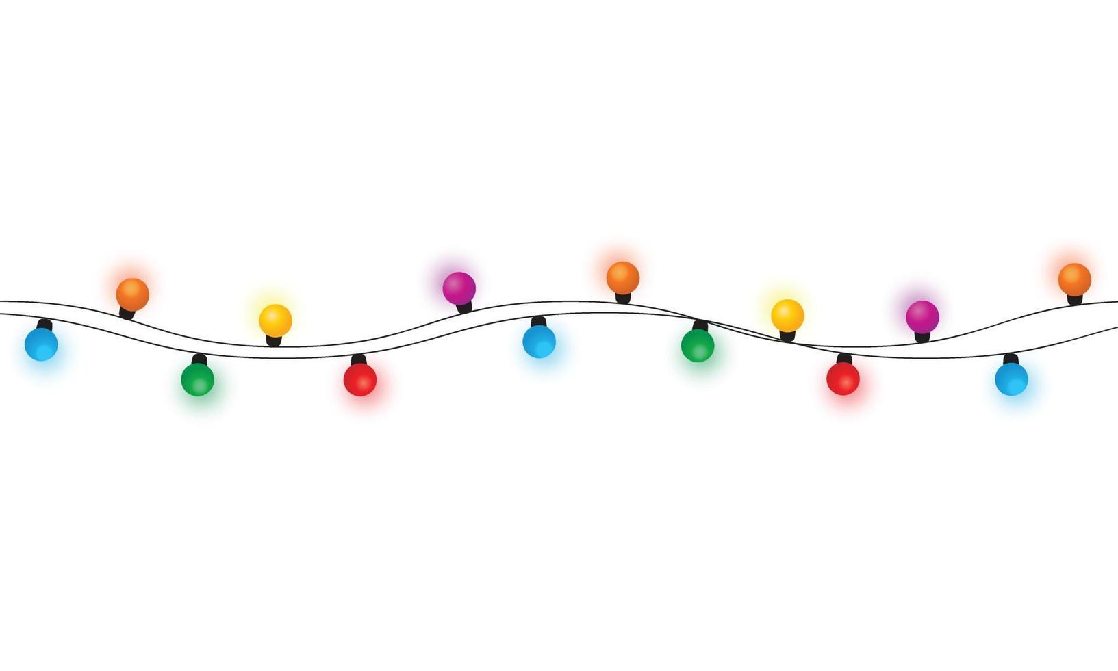 cadena de luces de navidad aislado en vector de fondo blanco