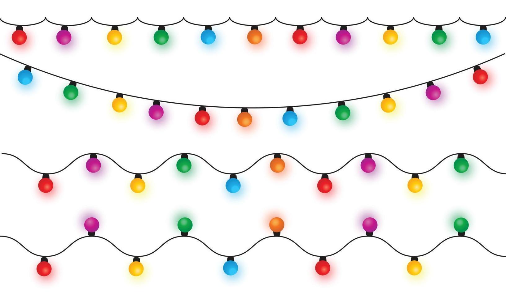 cadena de luces de navidad aislado en vector de fondo blanco