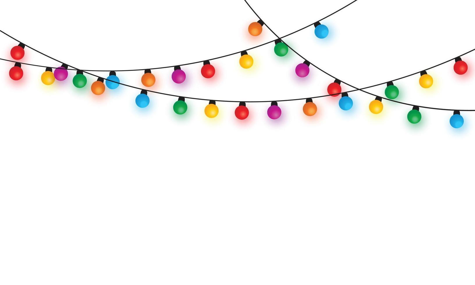 cadena de luces de navidad aislado en vector de fondo blanco