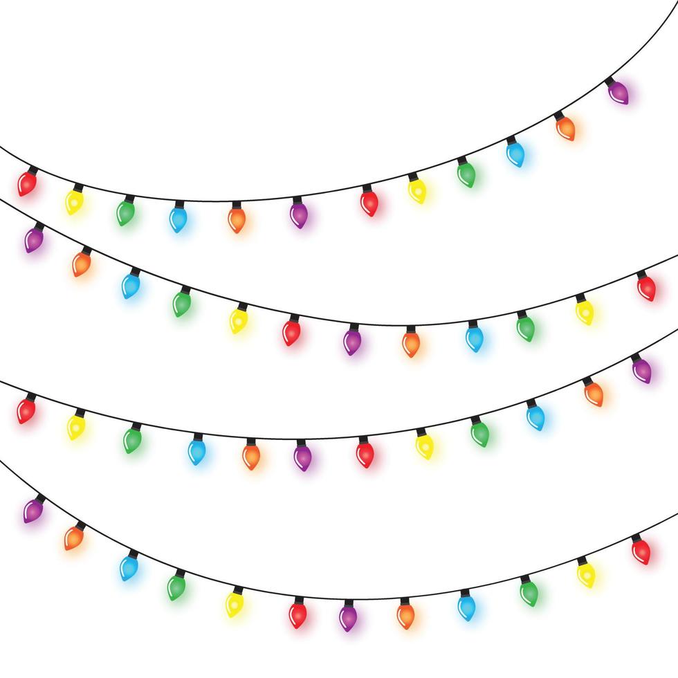 cadena de luces de navidad aislado en vector de fondo blanco