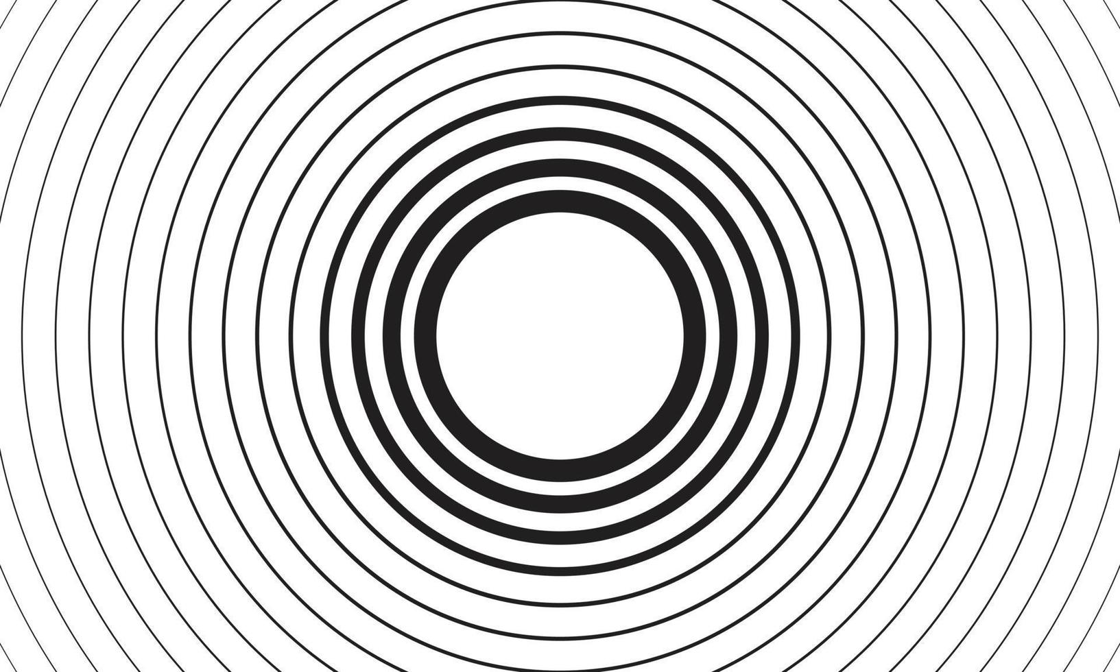 elemento geométrico radial. abstracto concéntrico, motivo geométrico radial fondo de círculo de línea concéntrica en blanco y negro. concepto de lavado y tormenta o ilustración vectorial simple del efecto dominó vector