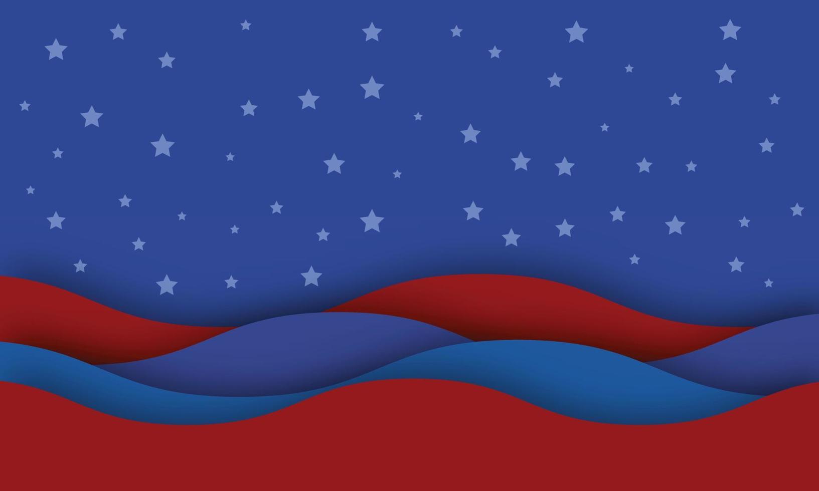 Independence day striped background with red and blue lines and stars, illustration. vector