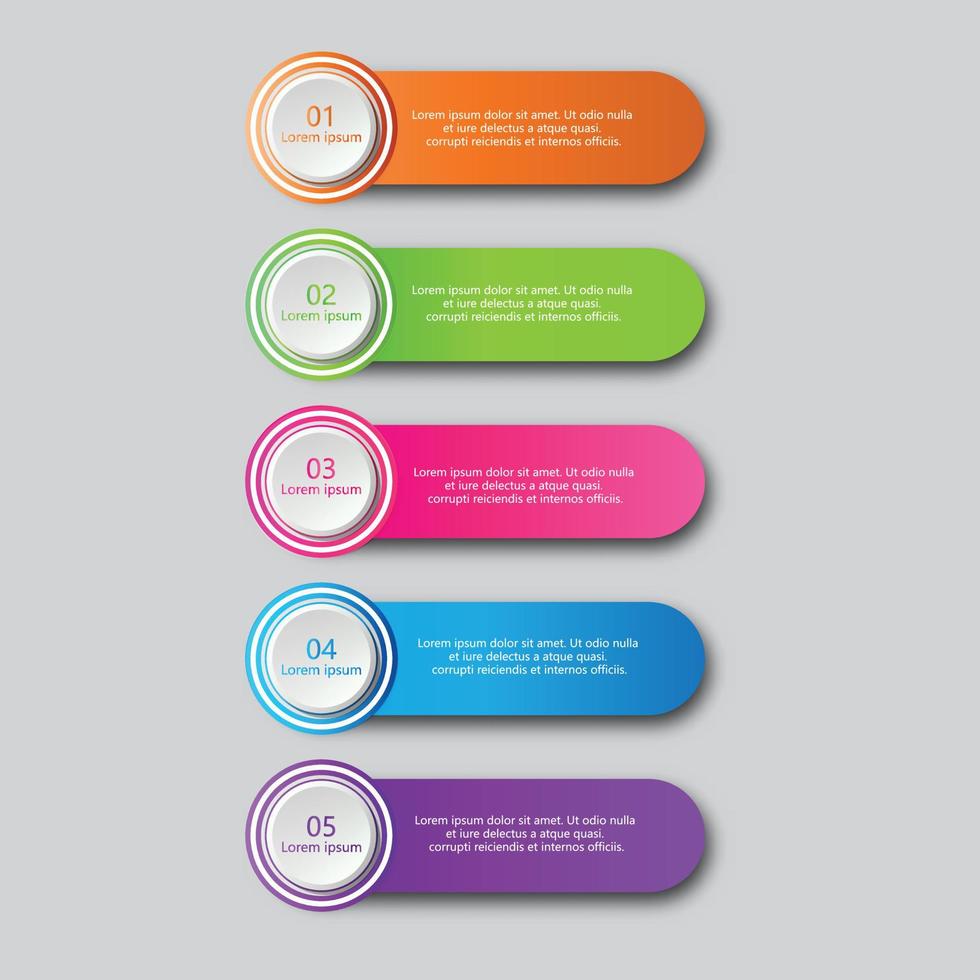 Elemento infográfico de línea de tiempo de 5 pasos. La infografía de 5 pasos, el banner vectorial se puede utilizar para el diseño del flujo de trabajo, el diagrama, la presentación, la educación o cualquier opción numérica. vector