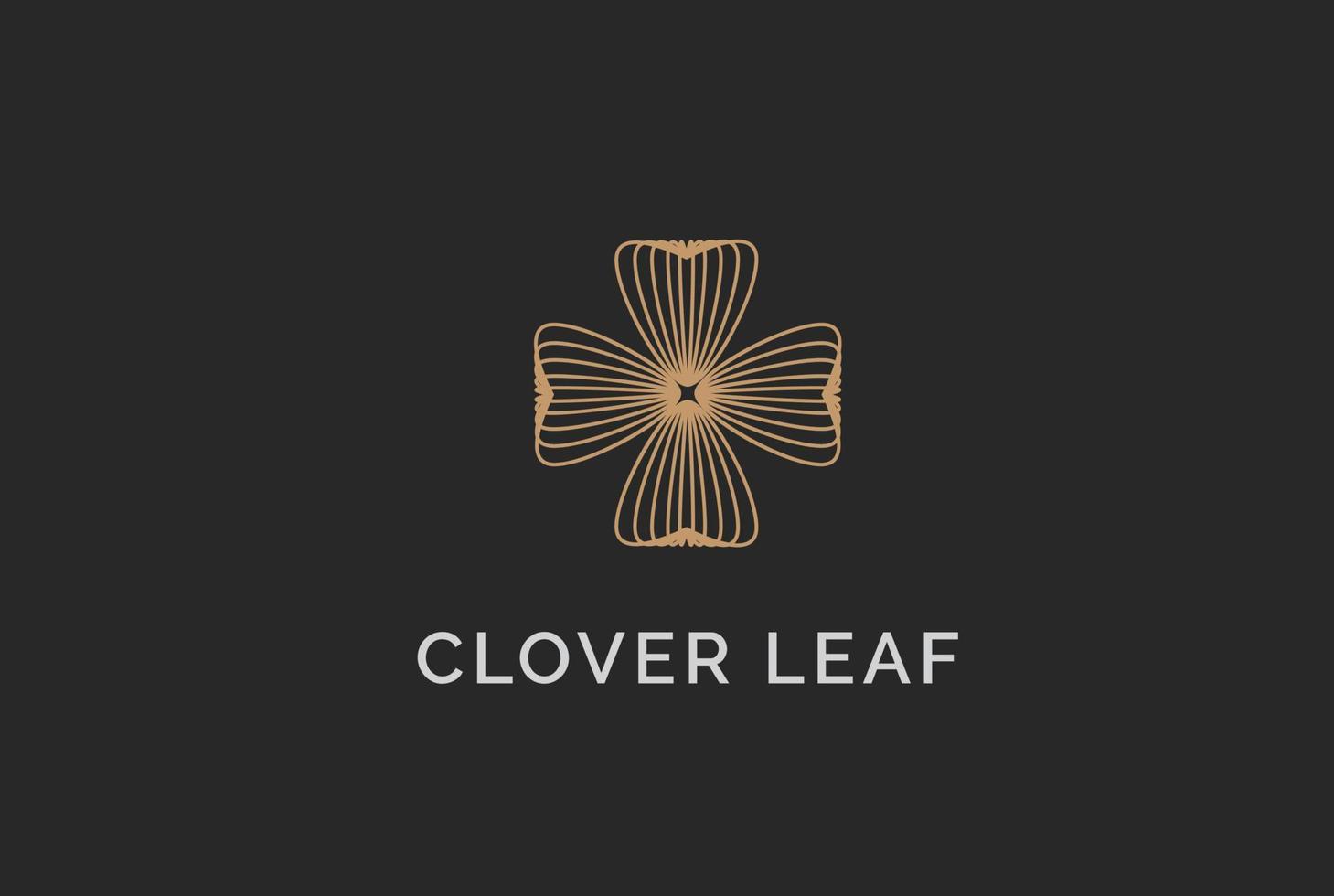 diseño de logotipo de sello de planta de hoja de trébol de oro moderno simple vector