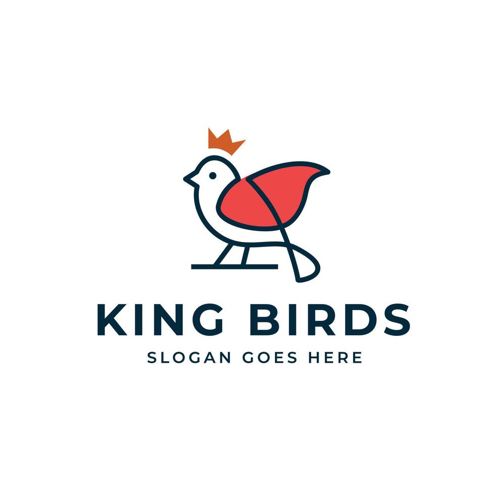 King bird logo with crown and red cape vector