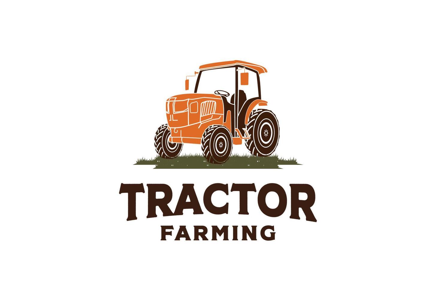 gráfico de tractor con diseño de logotipo de agricultura de granja de ilustración de hierba vector