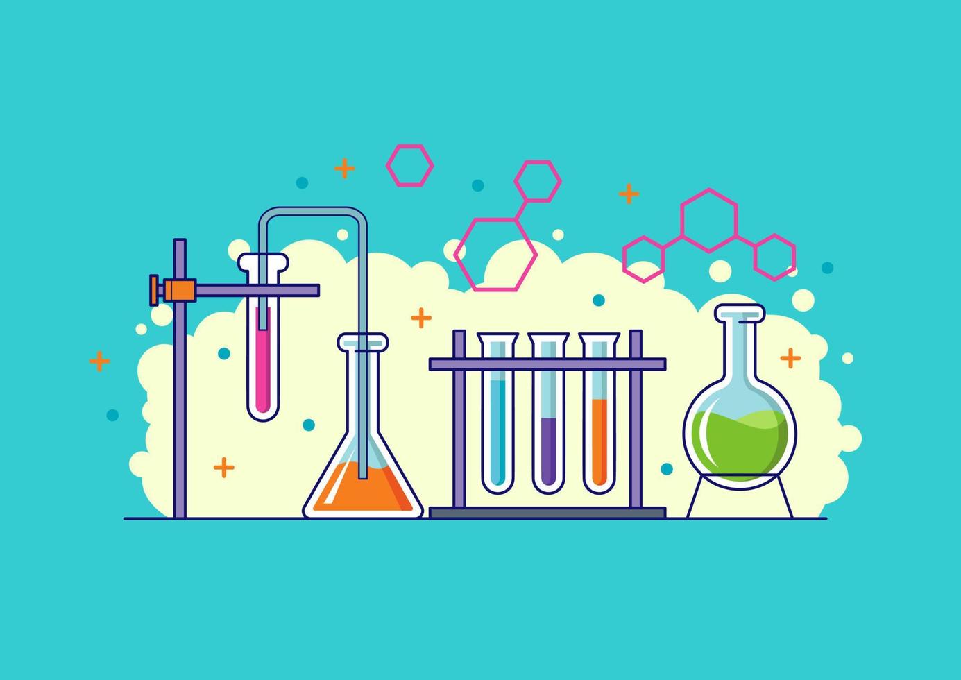 Chemical lab experiment illustration concept designs vector