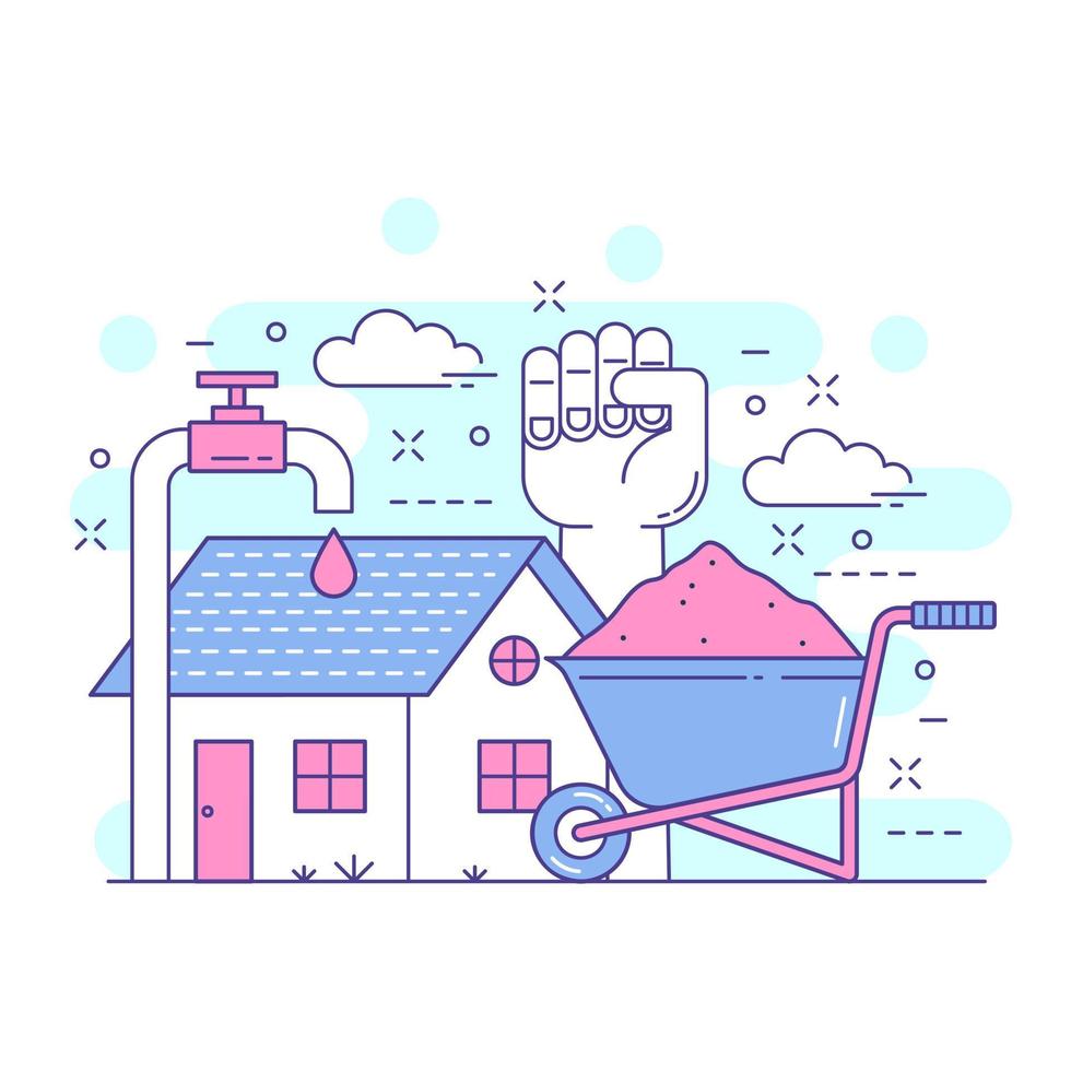 Home repair cute concept website illustration design 1 vector