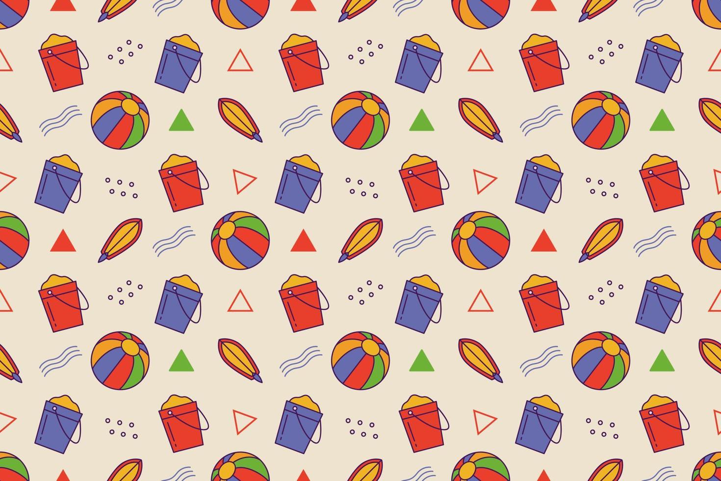 Beach fun cartoon seamless pattern design vector