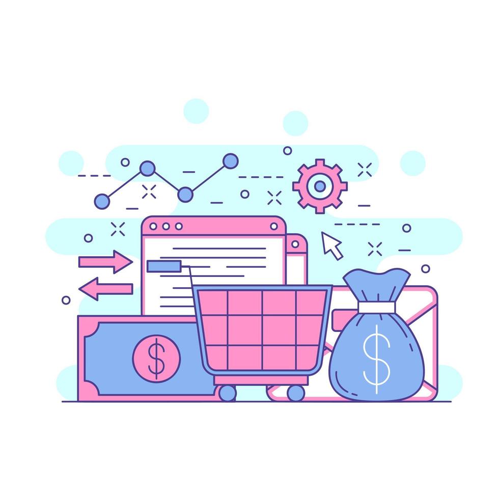 Digital transaction cute concept website illustration design 3 vector