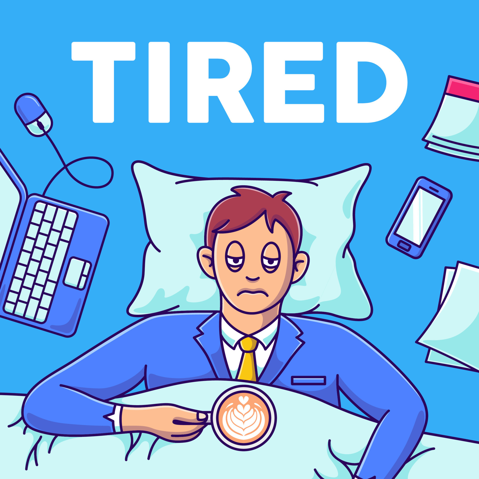 tired man with his work vector illustration. cartoon bored worker on bed with laptop 9096355 Vector Art at Vecteezy tired man with his work vector illustration. cartoon bored worker on bed with laptop 9096355 Vector Art at Vecteezy