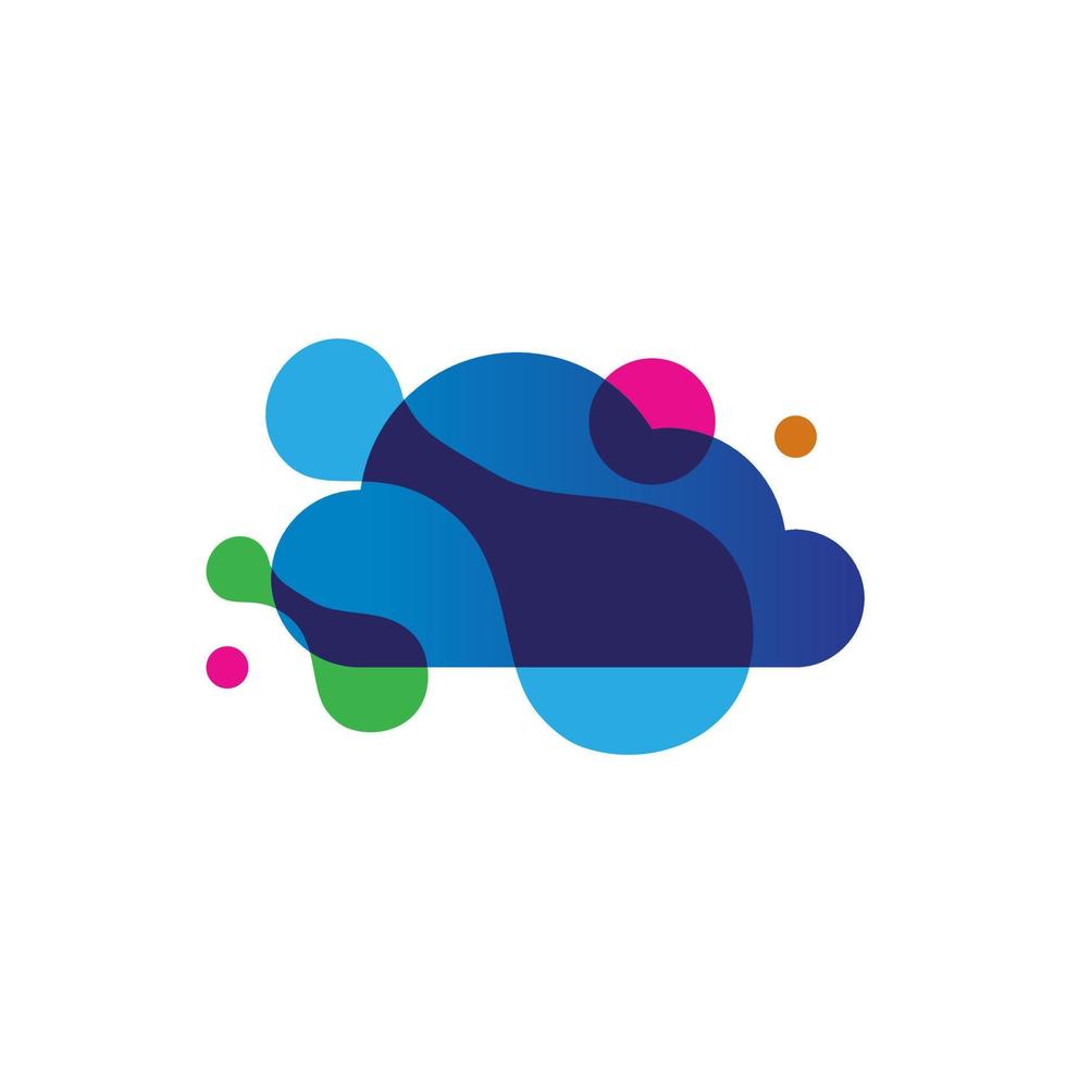 diseño de logotipo digital de computadora en la nube con ilustración de burbujas vector