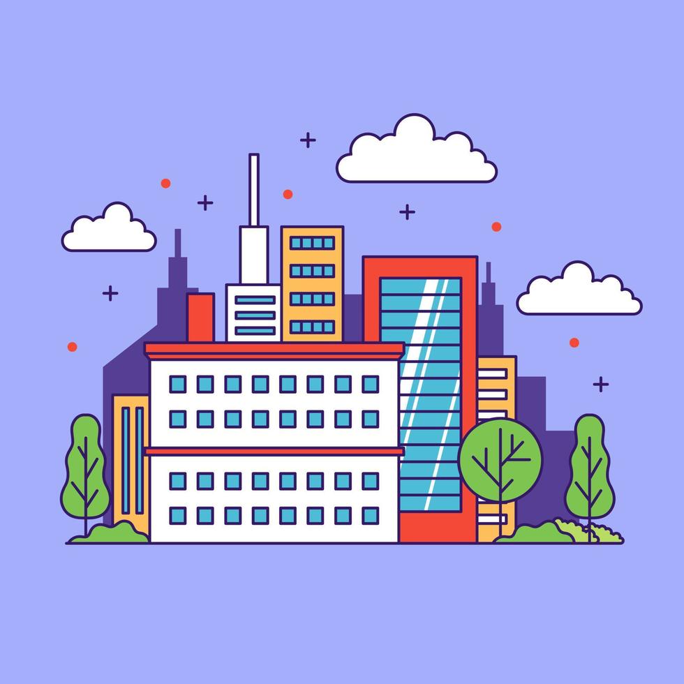 City buildings skyscraper cute illustration design vector
